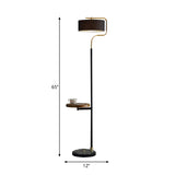 Classic Drum Shade Standing Light Single-Bulb Fabric Floor Lighting in Black for Living Room Black C Clearhalo 'Floor Lamps' 'Lamps' Lighting' 2246401