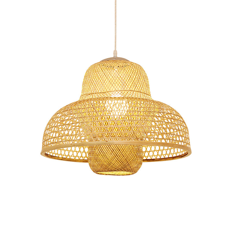 Rattan Hot Pot-Shaped Suspension Lighting Minimalist 1 Head Wood Pendant Ceiling Light Clearhalo 'Ceiling Lights' 'Lighting' 'Pendant Lights' 2246459_45ec8c26-a9d1-4600-aed8-6309f8e54435