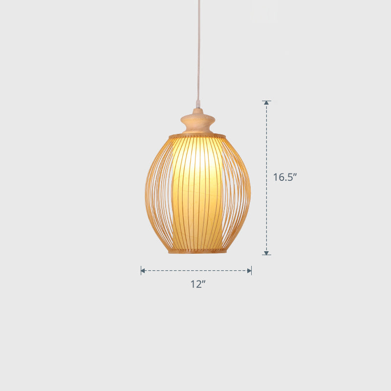 Modern Style Handwoven Ceiling Light Bamboo Single Restaurant Hanging Pendant Lighting Wood Clearhalo 'Ceiling Lights' 'Pendant Lights' 'Pendants' Lighting' 2246467_b5606f8d-2b4c-4f27-99c9-37e679b1b4ae