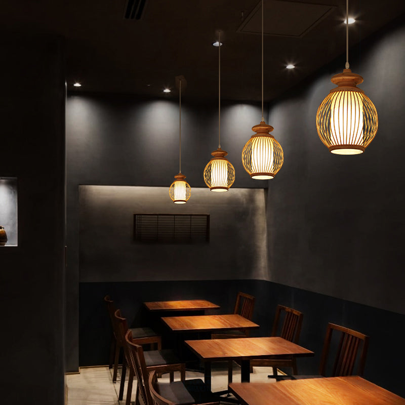 Modern Style Handwoven Ceiling Light Bamboo Single Restaurant Hanging Pendant Lighting Clearhalo 'Ceiling Lights' 'Pendant Lights' 'Pendants' Lighting' 2246469