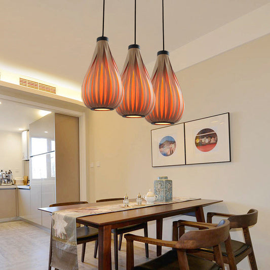 Orange Teardrop Suspension Lighting Minimalist Single-Bulb Wood Pendant Ceiling Light Clearhalo 'Ceiling Lights' 'Pendant Lights' 'Pendants' Lighting' 2246473