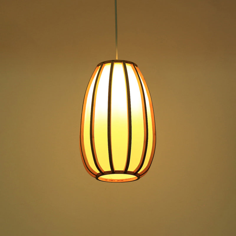 South-east Asia Barrel Ceiling Light Bamboo Single Restaurant Hanging Pendant Light in Wood Clearhalo 'Ceiling Lights' 'Pendant Lights' 'Pendants' Lighting' 2246491