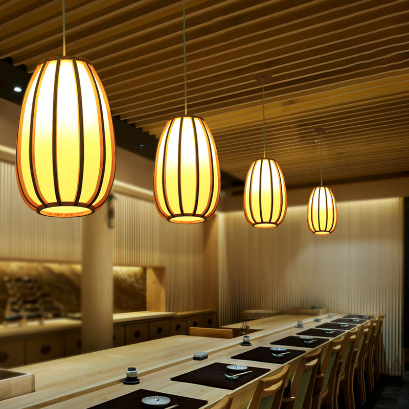 South-east Asia Barrel Ceiling Light Bamboo Single Restaurant Hanging Pendant Light in Wood Clearhalo 'Ceiling Lights' 'Pendant Lights' 'Pendants' Lighting' 2246494