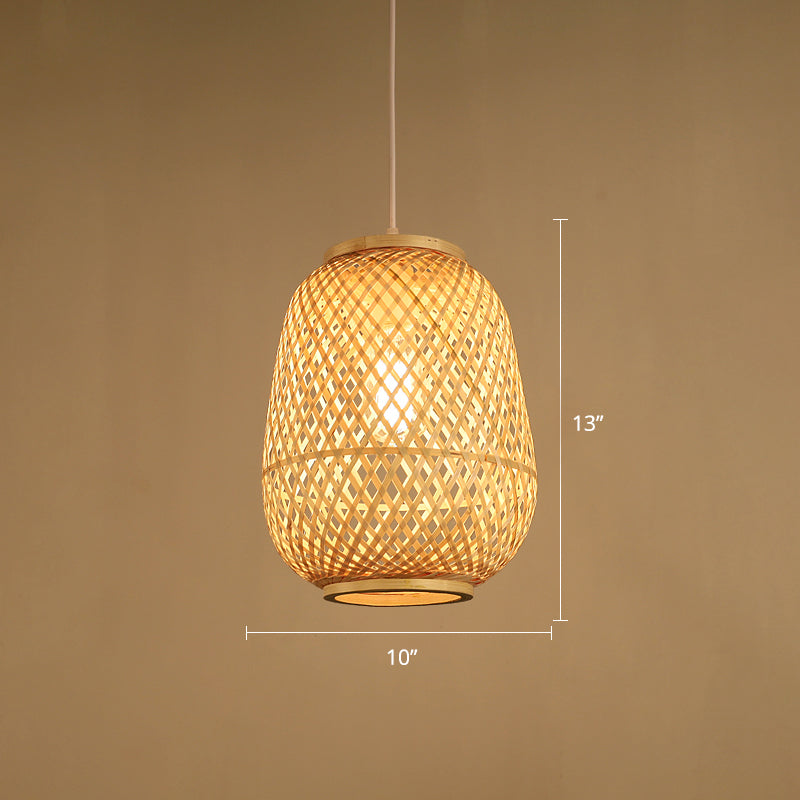 Lantern Shaded Bamboo Suspension Lighting Minimalist 1��Head Wood Pendant Ceiling Light Wood Clearhalo 'Ceiling Lights' 'Pendant Lights' 'Pendants' Lighting' 2246523_923d0233-5d7f-477e-9157-3b20ea9511f1