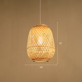 Lantern Shaded Bamboo Suspension Lighting Minimalist 1��Head Wood Pendant Ceiling Light Clearhalo 'Ceiling Lights' 'Pendant Lights' 'Pendants' Lighting' 2246523