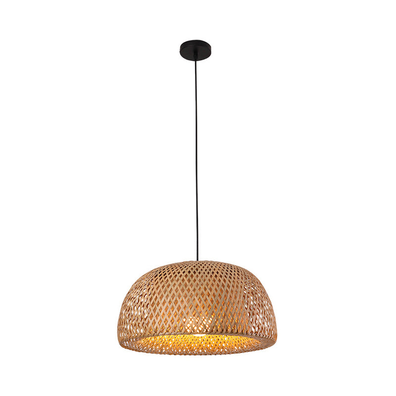 Handcrafted Ceiling Light Modern Bamboo Single Wood Hanging Pendant Light for Restaurant Clearhalo 'Ceiling Lights' 'Pendant Lights' 'Pendants' Lighting' 2246528