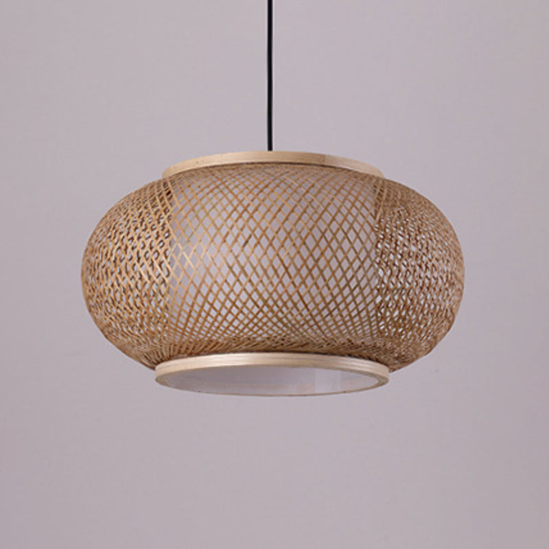 Handcrafted Ceiling Light Modern Bamboo Single Wood Hanging Pendant Light for Restaurant Clearhalo 'Ceiling Lights' 'Pendant Lights' 'Pendants' Lighting' 2246532