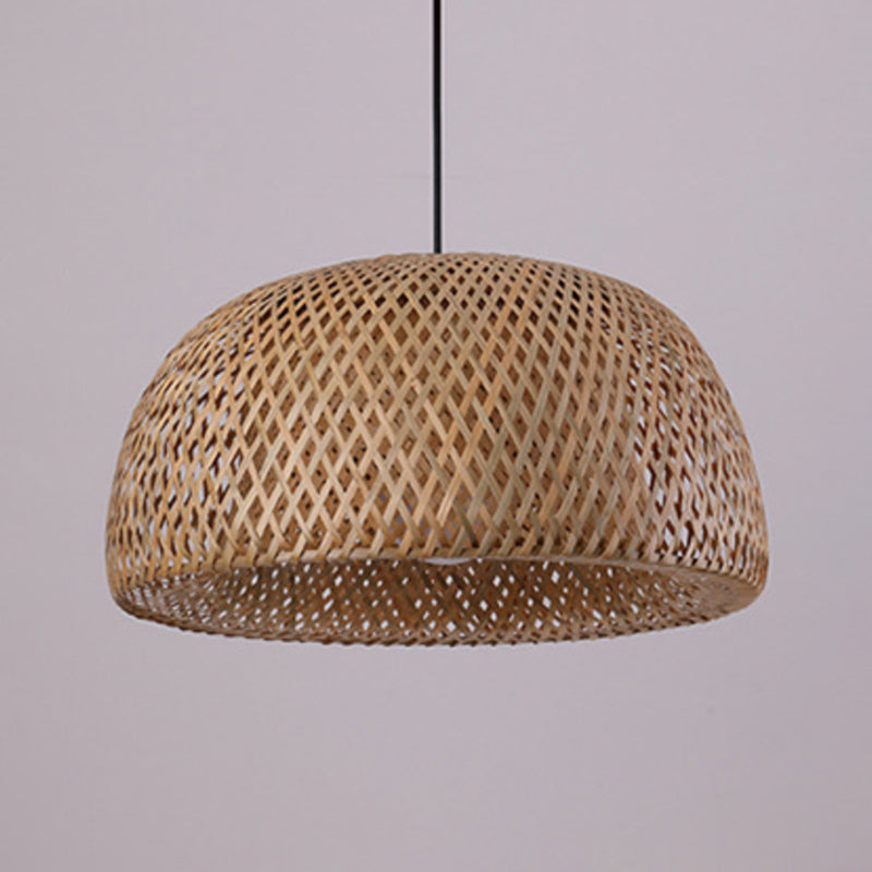 Handcrafted Ceiling Light Modern Bamboo Single Wood Hanging Pendant Light for Restaurant Clearhalo 'Ceiling Lights' 'Pendant Lights' 'Pendants' Lighting' 2246533