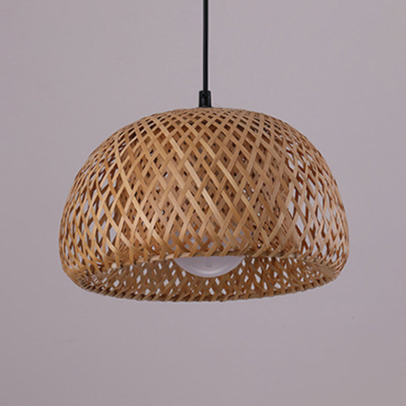 Handcrafted Ceiling Light Modern Bamboo Single Wood Hanging Pendant Light for Restaurant Clearhalo 'Ceiling Lights' 'Pendant Lights' 'Pendants' Lighting' 2246534