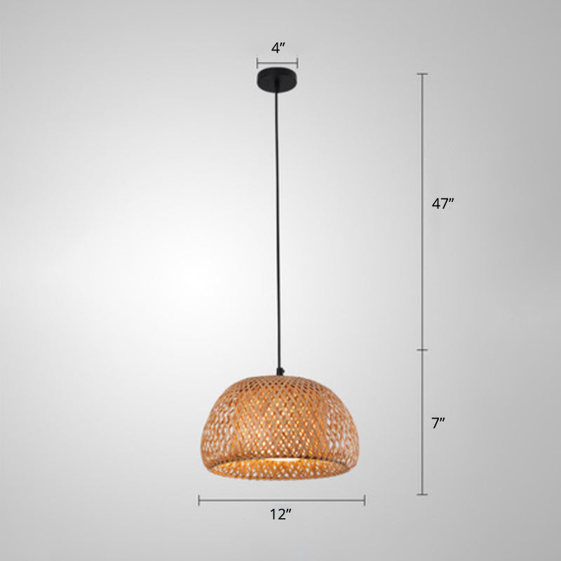 Handcrafted Ceiling Light Modern Bamboo Single Wood Hanging Pendant Light for Restaurant Clearhalo 'Ceiling Lights' 'Pendant Lights' 'Pendants' Lighting' 2246538