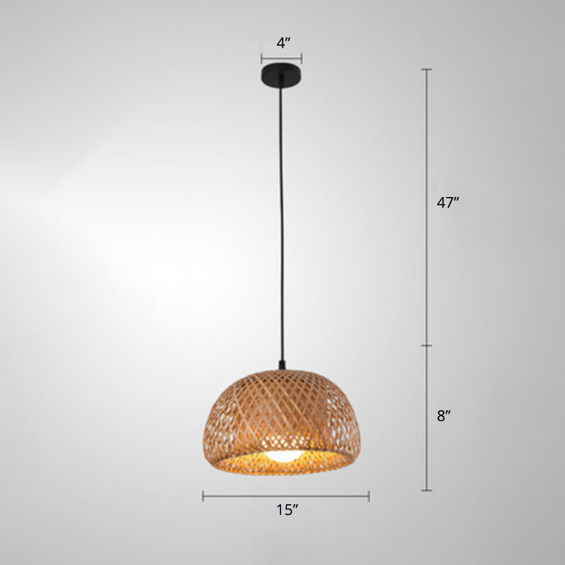 Handcrafted Ceiling Light Modern Bamboo Single Wood Hanging Pendant Light for Restaurant Clearhalo 'Ceiling Lights' 'Pendant Lights' 'Pendants' Lighting' 2246539