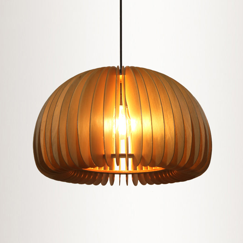 Wood Shaded Pendant Light Contemporary Single Suspension Lighting Fixture for Restaurant Clearhalo 'Ceiling Lights' 'Pendant Lights' 'Pendants' Lighting' 2246554