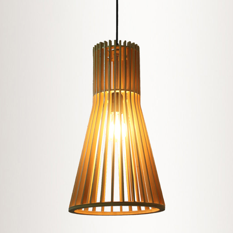 Wood Shaded Pendant Light Contemporary Single Suspension Lighting Fixture for Restaurant Wood H Clearhalo 'Ceiling Lights' 'Pendant Lights' 'Pendants' Lighting' 2246558_3edd1e8b-a503-4221-be0b-742e6d49dd60