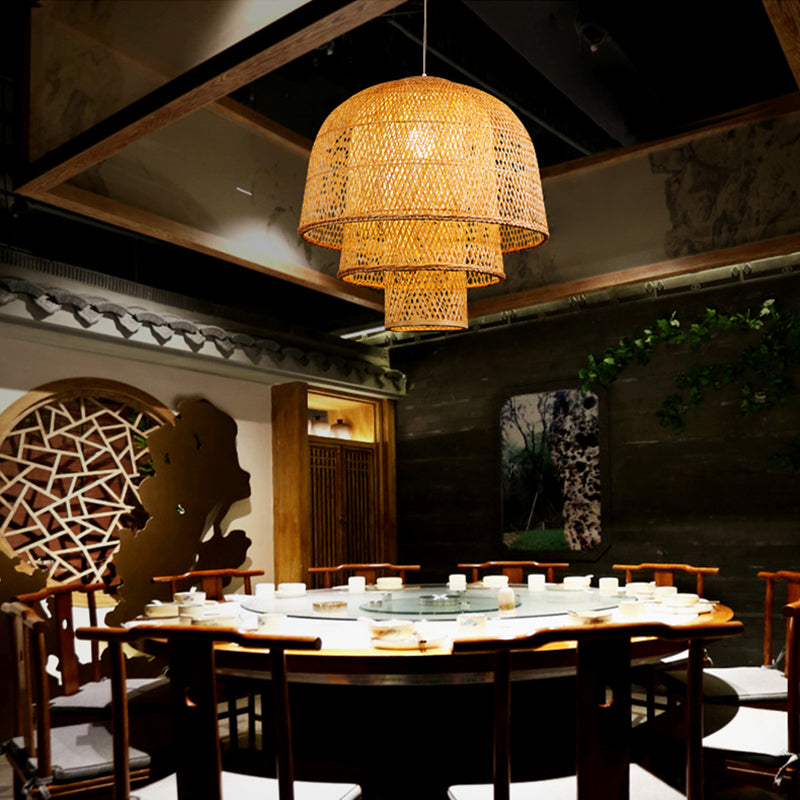 Layered Bamboo Suspension Lighting Minimalist 1��Head Wood Pendant Ceiling Light for Tea Room Wood 31.5" B Clearhalo 'Ceiling Lights' 'Modern Pendants' 'Modern' 'Pendant Lights' 'Pendants' Lighting' 2246572