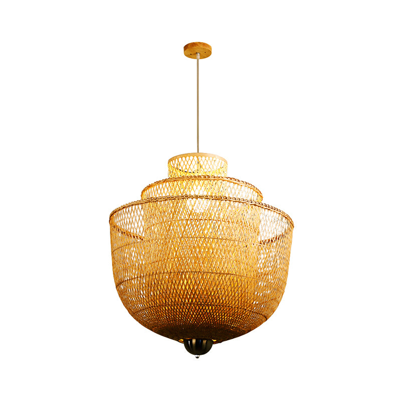 Layered Bamboo Suspension Lighting Minimalist 1��Head Wood Pendant Ceiling Light for Tea Room Clearhalo 'Ceiling Lights' 'Modern Pendants' 'Modern' 'Pendant Lights' 'Pendants' Lighting' 2246573