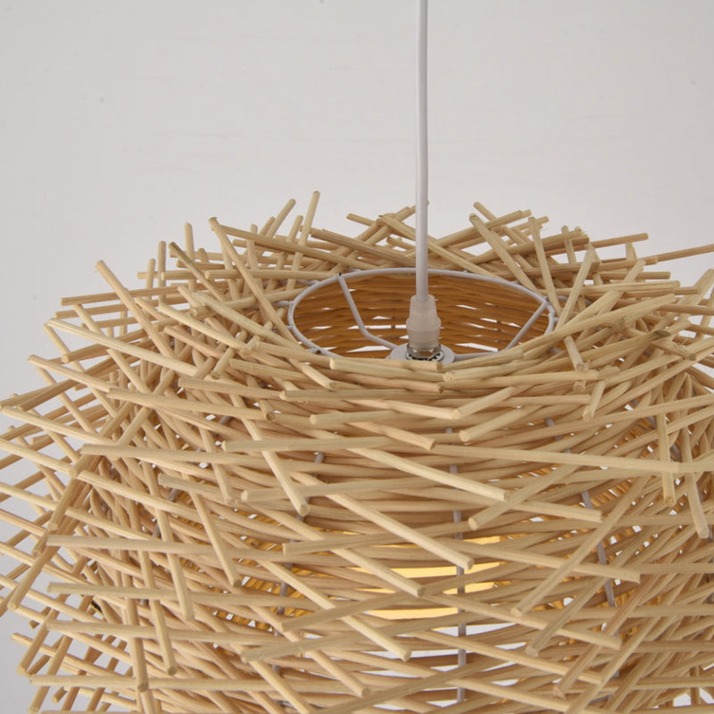 Bird Nest Suspension Light Simplicity Rattan 1-Light Restaurant Pendant Light in Wood Clearhalo 'Ceiling Lights' 'Pendant Lights' 'Pendants' Lighting' 2246629