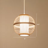 Lantern Tea Room Ceiling Light Bamboo 1��Bulb Asian Style Hanging Light Fixture in Wood Clearhalo 'Ceiling Lights' 'Pendant Lights' 'Pendants' Lighting' 2246636