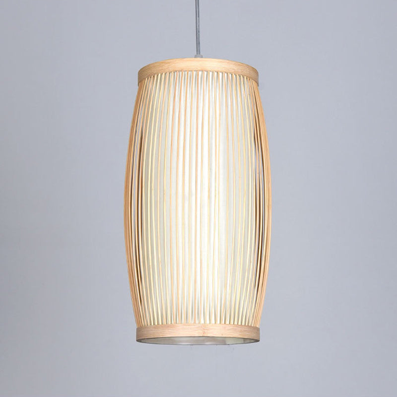 Handcrafted Pendant Light Contemporary Bamboo Single-Bulb Wood Suspension Light Fixture Clearhalo 'Ceiling Lights' 'Pendant Lights' 'Pendants' Lighting' 2246656