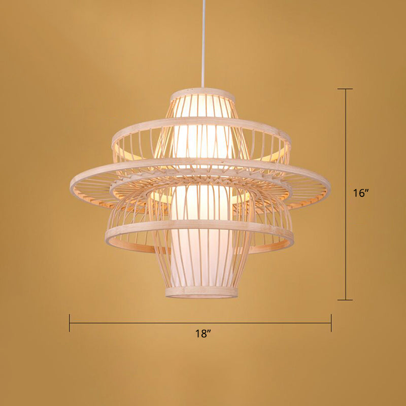 Wood Handmade Suspension Lighting Simplicity 1-Light Bamboo Pendant Light for Restaurant Wood A Clearhalo 'Ceiling Lights' 'Pendant Lights' 'Pendants' Lighting' 2246667_8fc6a05b-a12b-4c5d-9bd0-55be4d6ab201