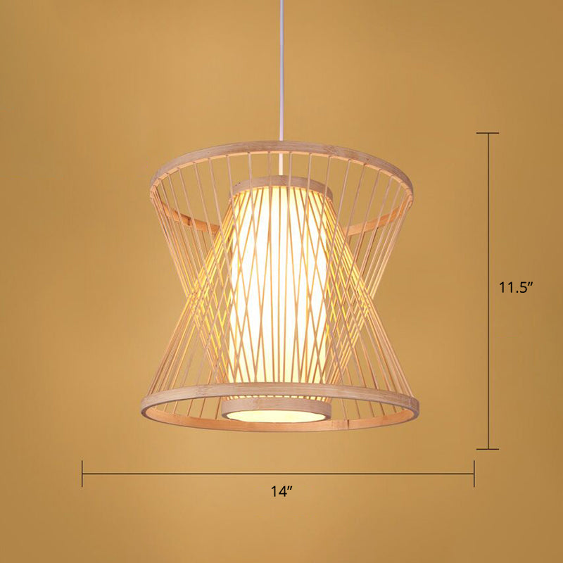 Wood Handmade Suspension Lighting Simplicity 1-Light Bamboo Pendant Light for Restaurant Wood B Clearhalo 'Ceiling Lights' 'Pendant Lights' 'Pendants' Lighting' 2246671_8a46576a-66eb-4c37-8652-db252a8bd839