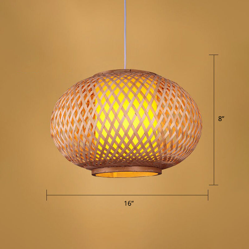 Wood Handmade Suspension Lighting Simplicity 1-Light Bamboo Pendant Light for Restaurant Clearhalo 'Ceiling Lights' 'Pendant Lights' 'Pendants' Lighting' 2246672