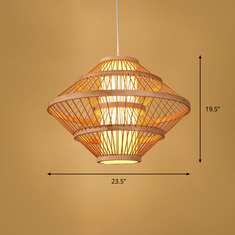 Wood Handmade Suspension Lighting Simplicity 1-Light Bamboo Pendant Light for Restaurant Clearhalo 'Ceiling Lights' 'Pendant Lights' 'Pendants' Lighting' 2246677