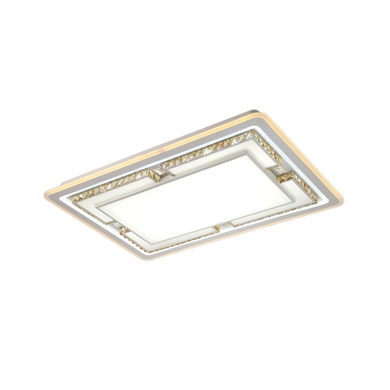 Minimalist LED Ceiling Light Fixture Rectangular Crystal Flush Mount Lighting in White Clearhalo 'Ceiling Lights' 'Close To Ceiling Lights' 'Close to ceiling' 'Flush mount' Lighting' 224668