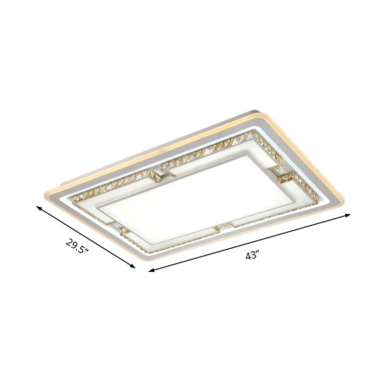 Minimalist LED Ceiling Light Fixture Rectangular Crystal Flush Mount Lighting in White Clearhalo 'Ceiling Lights' 'Close To Ceiling Lights' 'Close to ceiling' 'Flush mount' Lighting' 224669