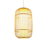 Birdcage Suspension Lighting Minimalist Bamboo 1 Head Restaurant Pendant Ceiling Light in Wood Clearhalo 'Ceiling Lights' 'Lighting' 'Pendant Lights' 2246694_f33669d1-df4a-4ae4-a0b5-913b5dc76c6d