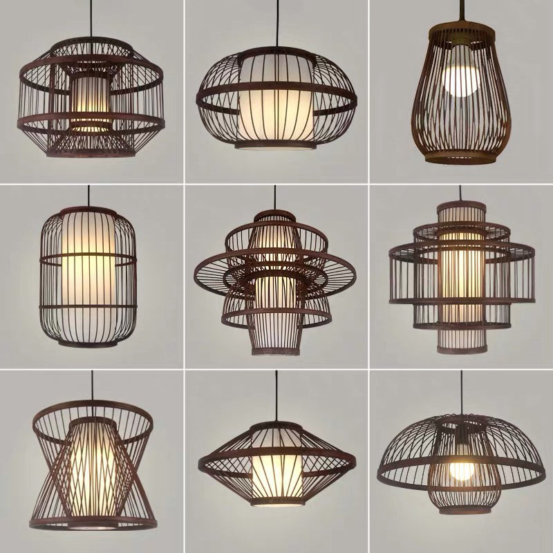 Weaving Restaurant Ceiling Light Bamboo Single Modern Hanging Pendant Light in Coffee Clearhalo 'Ceiling Lights' 'Pendant Lights' 'Pendants' Lighting' 2246697