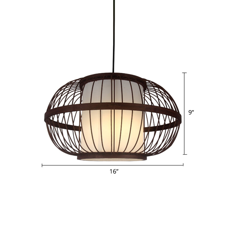 Weaving Restaurant Ceiling Light Bamboo Single Modern Hanging Pendant Light in Coffee Clearhalo 'Ceiling Lights' 'Pendant Lights' 'Pendants' Lighting' 2246702