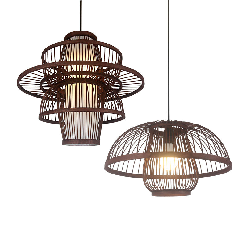 Weaving Restaurant Ceiling Light Bamboo Single Modern Hanging Pendant Light in Coffee Clearhalo 'Ceiling Lights' 'Pendant Lights' 'Pendants' Lighting' 2246704