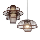 Weaving Restaurant Ceiling Light Bamboo Single Modern Hanging Pendant Light in Coffee Clearhalo 'Ceiling Lights' 'Pendant Lights' 'Pendants' Lighting' 2246704