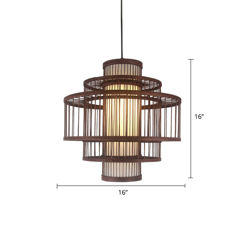 Weaving Restaurant Ceiling Light Bamboo Single Modern Hanging Pendant Light in Coffee Clearhalo 'Ceiling Lights' 'Pendant Lights' 'Pendants' Lighting' 2246705