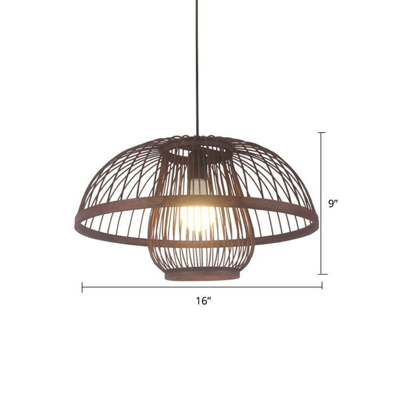 Weaving Restaurant Ceiling Light Bamboo Single Modern Hanging Pendant Light in Coffee Clearhalo 'Ceiling Lights' 'Pendant Lights' 'Pendants' Lighting' 2246706