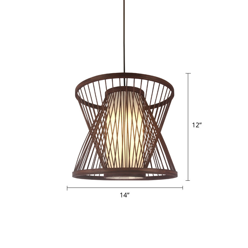 Weaving Restaurant Ceiling Light Bamboo Single Modern Hanging Pendant Light in Coffee Clearhalo 'Ceiling Lights' 'Pendant Lights' 'Pendants' Lighting' 2246708