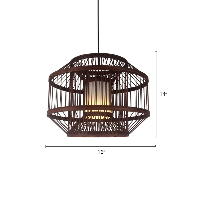 Weaving Restaurant Ceiling Light Bamboo Single Modern Hanging Pendant Light in Coffee Clearhalo 'Ceiling Lights' 'Pendant Lights' 'Pendants' Lighting' 2246710