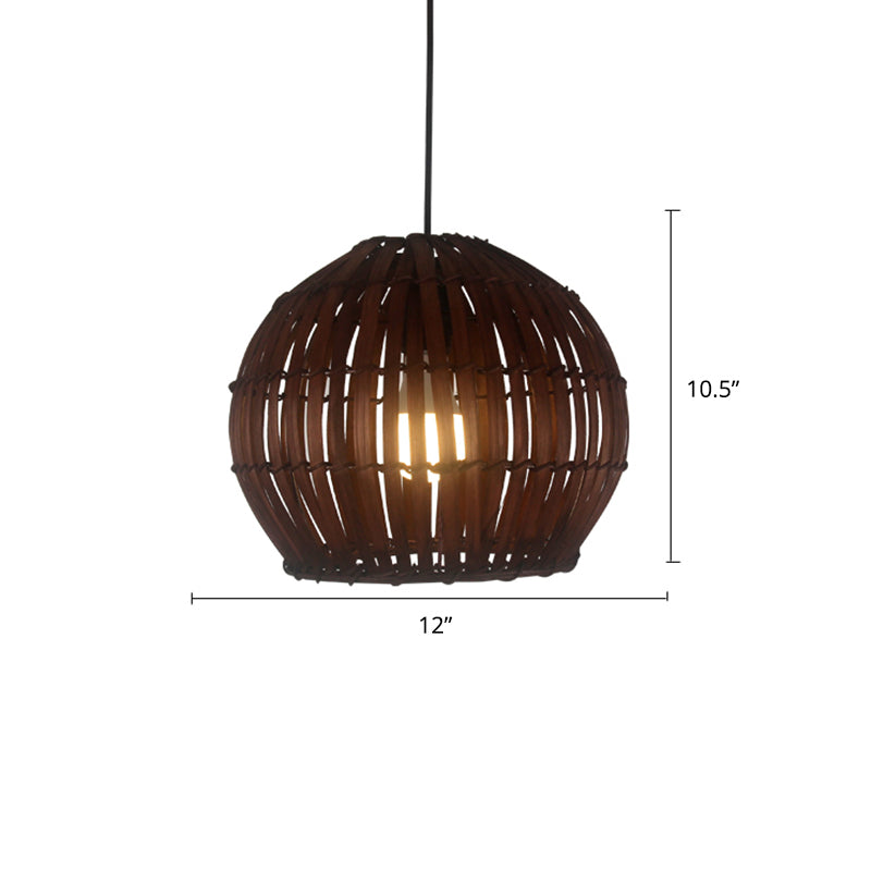 Weaving Restaurant Ceiling Light Bamboo Single Modern Hanging Pendant Light in Coffee Clearhalo 'Ceiling Lights' 'Pendant Lights' 'Pendants' Lighting' 2246711