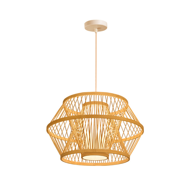 Bamboo Handmade Pendant Light Contemporary Single-Bulb Wood Suspension Light Fixture Clearhalo 'Ceiling Lights' 'Pendant Lights' 'Pendants' Lighting' 2246718