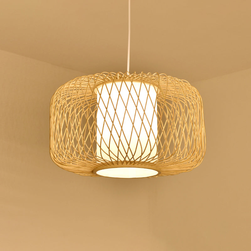 Bamboo Handmade Pendant Light Contemporary Single-Bulb Wood Suspension Light Fixture Wood C Clearhalo 'Ceiling Lights' 'Pendant Lights' 'Pendants' Lighting' 2246719_8b7c5e70-421c-4474-9f3c-3ef04e8d15f8