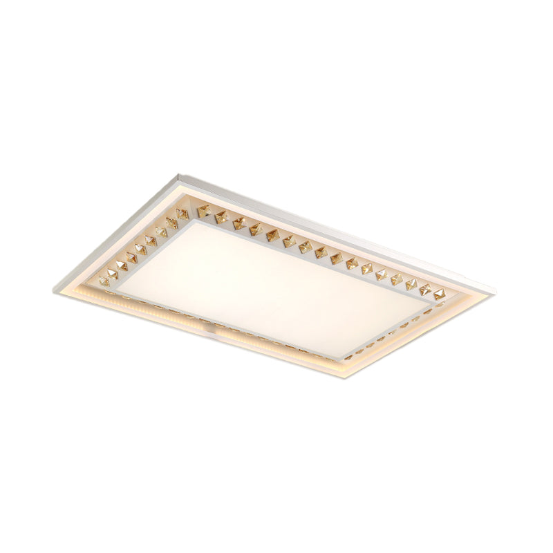 Minimalist LED Ceiling Light Fixture Rectangular Crystal Flush Mount Lighting in White Clearhalo 'Ceiling Lights' 'Close To Ceiling Lights' 'Close to ceiling' 'Flush mount' Lighting' 224672