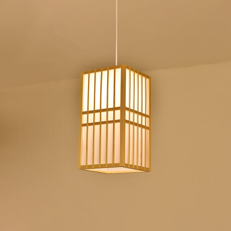 Bamboo Handmade Pendant Light Contemporary Single-Bulb Wood Suspension Light Fixture Clearhalo 'Ceiling Lights' 'Pendant Lights' 'Pendants' Lighting' 2246722