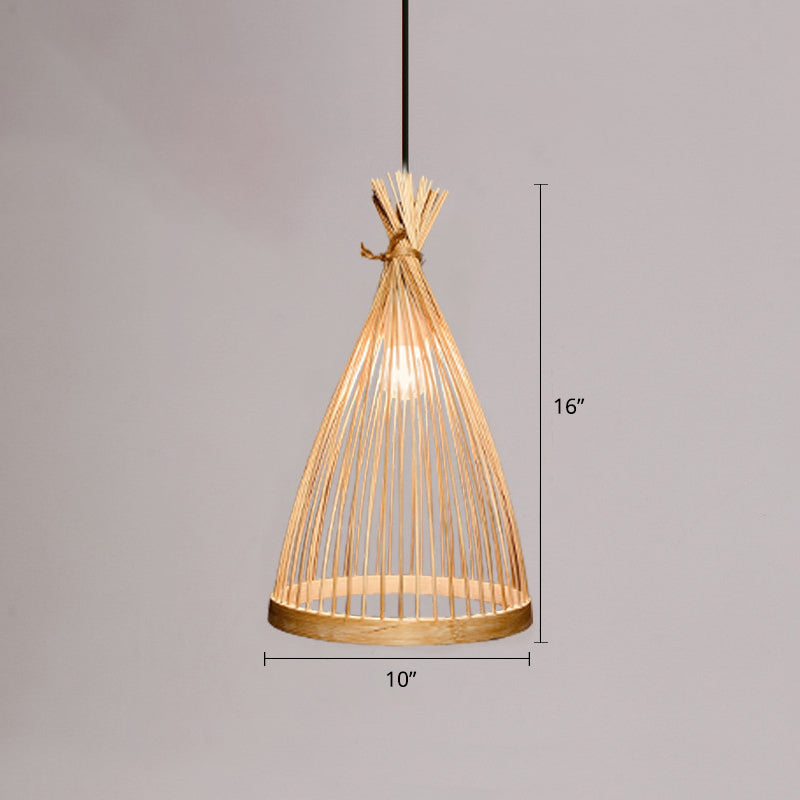 Bamboo Handmade Pendant Light Contemporary Single-Bulb Wood Suspension Light Fixture Wood O Clearhalo 'Ceiling Lights' 'Pendant Lights' 'Pendants' Lighting' 2246724_e540a485-4956-458f-a74e-c7681d368bf6