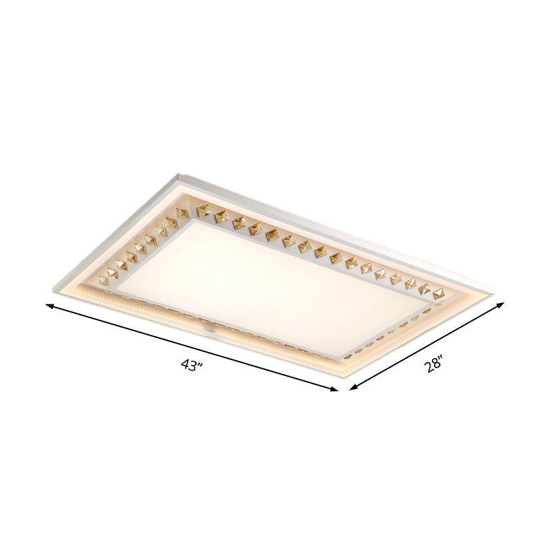 Minimalist LED Ceiling Light Fixture Rectangular Crystal Flush Mount Lighting in White Clearhalo 'Ceiling Lights' 'Close To Ceiling Lights' 'Close to ceiling' 'Flush mount' Lighting' 224673