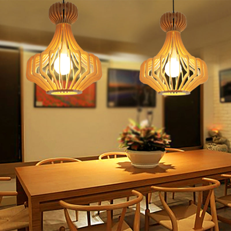 Simplicity Shaded Suspension Lighting Wood 1-Light Restaurant Pendant Light Fixture Wood O Clearhalo 'Ceiling Lights' 'Pendant Lights' 'Pendants' Lighting' 2246744_c3dae623-7a50-4a03-8550-b0cc36264310