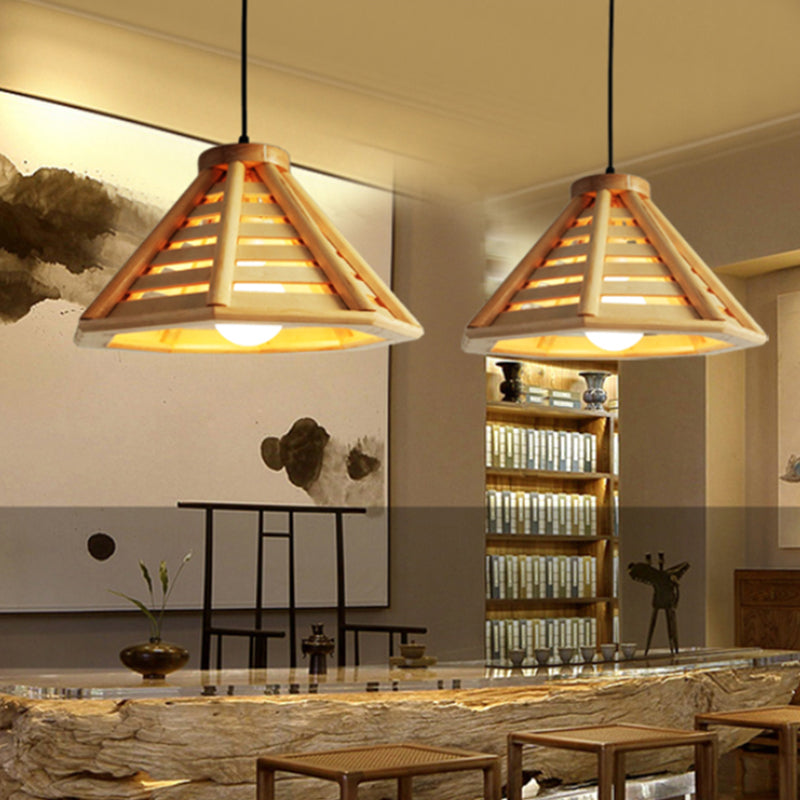 Simplicity Shaded Suspension Lighting Wood 1-Light Restaurant Pendant Light Fixture Clearhalo 'Ceiling Lights' 'Pendant Lights' 'Pendants' Lighting' 2246753