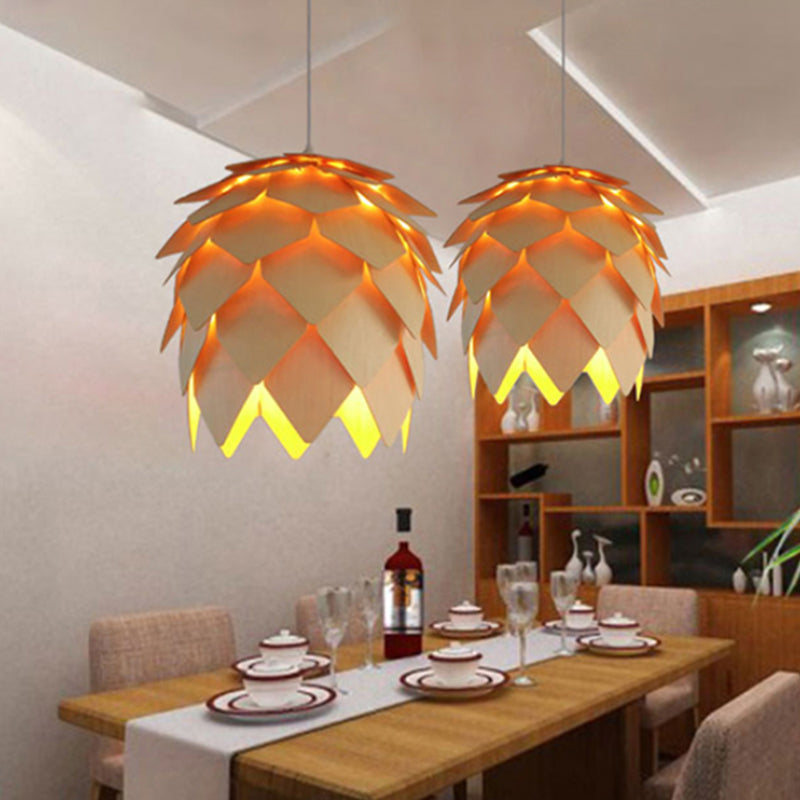 Simplicity Shaded Suspension Lighting Wood 1-Light Restaurant Pendant Light Fixture Clearhalo 'Ceiling Lights' 'Pendant Lights' 'Pendants' Lighting' 2246755