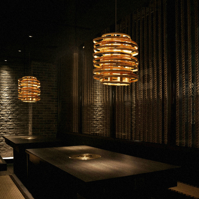 Curl Bound Ceiling Light Asian Style Rattan 1 Bulb Restaurant Hanging Light in Wood Clearhalo 'Ceiling Lights' 'Lighting' 'Pendant Lights' 2246759_f8dc3297-12cc-4421-8926-8fac86916446