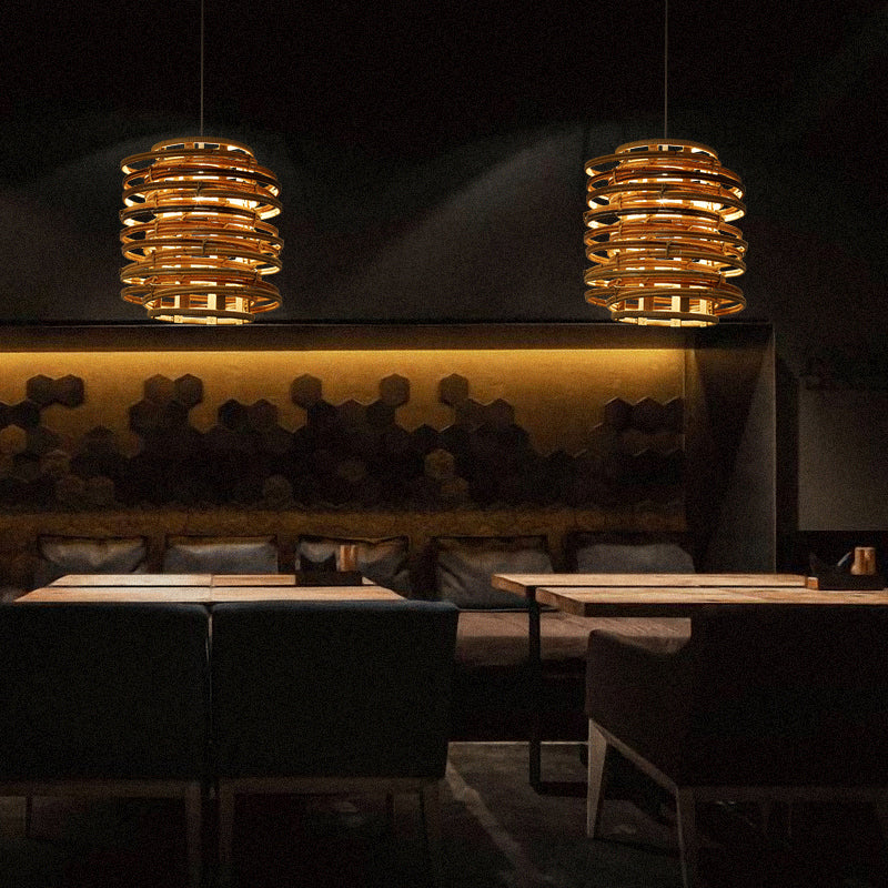 Curl Bound Ceiling Light Asian Style Rattan 1��Bulb Restaurant Hanging Light in Wood Clearhalo 'Ceiling Lights' 'Pendant Lights' 'Pendants' Lighting' 2246762