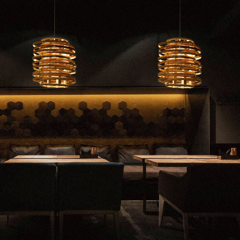 Curl Bound Ceiling Light Asian Style Rattan 1 Bulb Restaurant Hanging Light in Wood Clearhalo 'Ceiling Lights' 'Lighting' 'Pendant Lights' 2246762_11370730-45c2-4e34-8239-6c51dbcc18b9